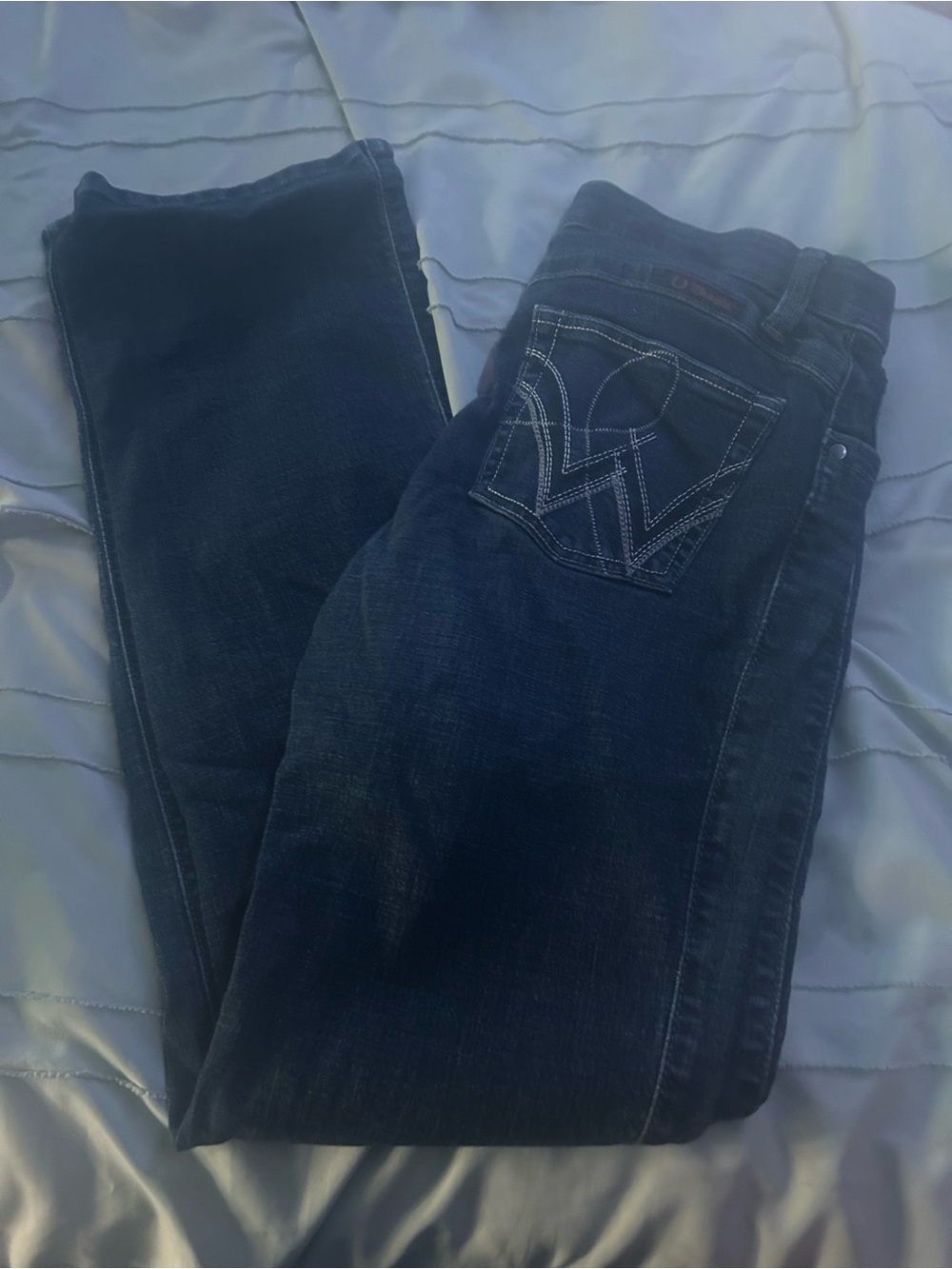Wrangler Dark Blue Skinny Jeans with Contrast Pocket Stitching